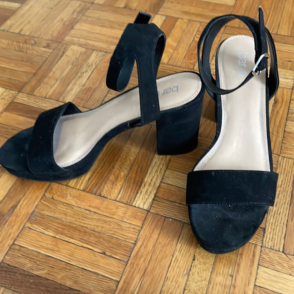 Bar III Black Ankle Strap Block Heels